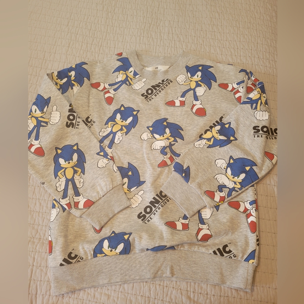 H&M Sonic The Hedgehog Swestshirt Gray NWT 8-10Y